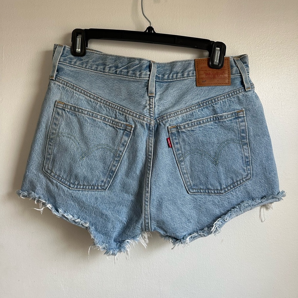 Levi's Light Blue Distressed Jean Shorts - Picture 2 of 2